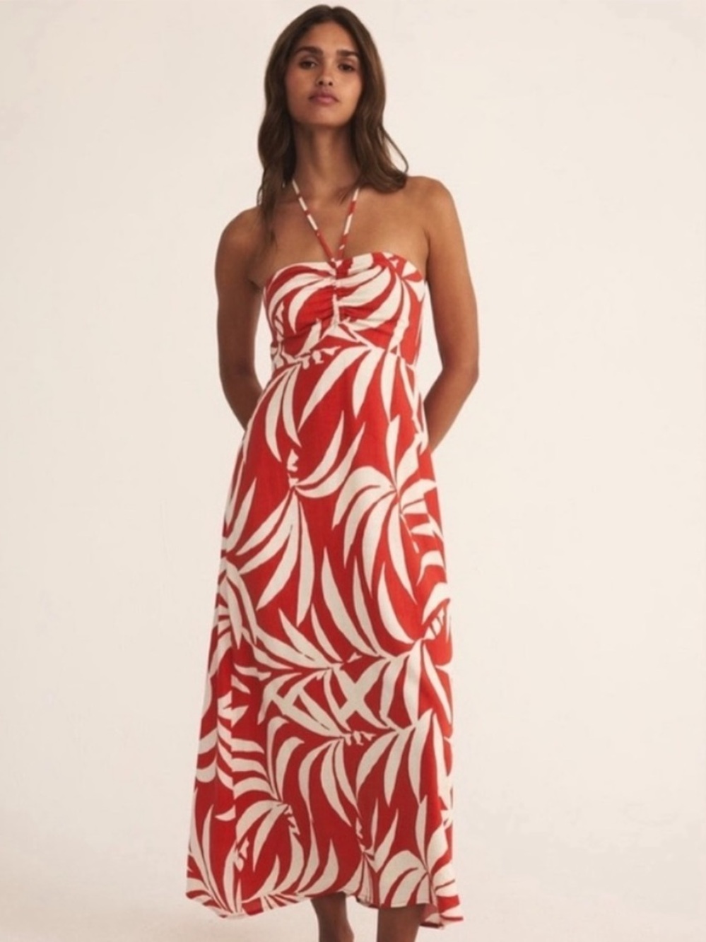 Z Supply Elodi Cabana Red Tropical leaf print midi dress